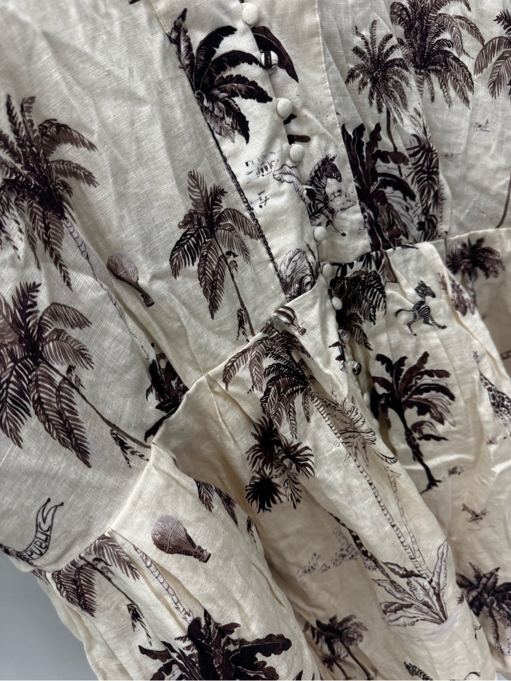 Banana Republic Linen Safari Print Mini Dress Size XXL Long Sleeve - Picture 5 of 11